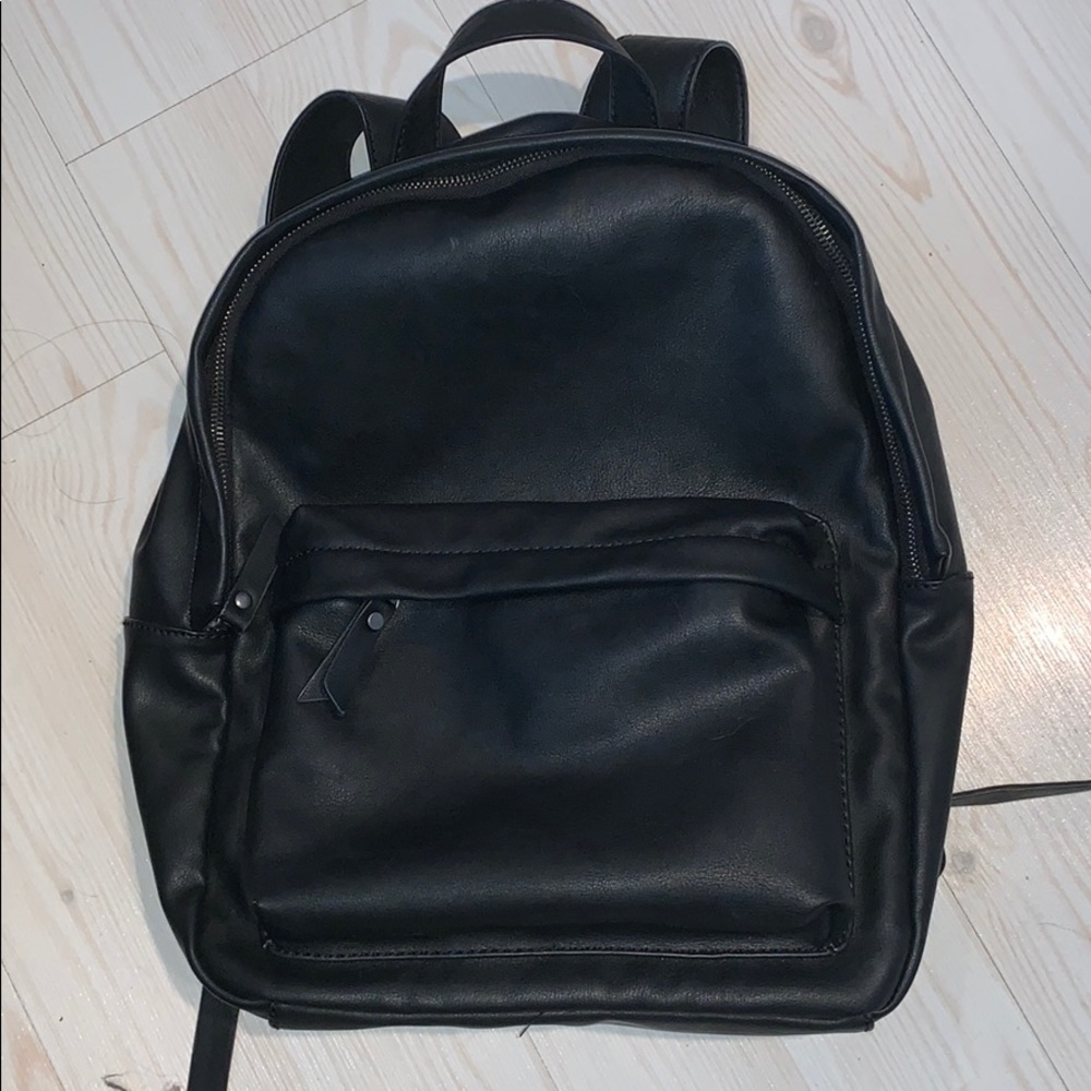 Matte Black faux leather backpack